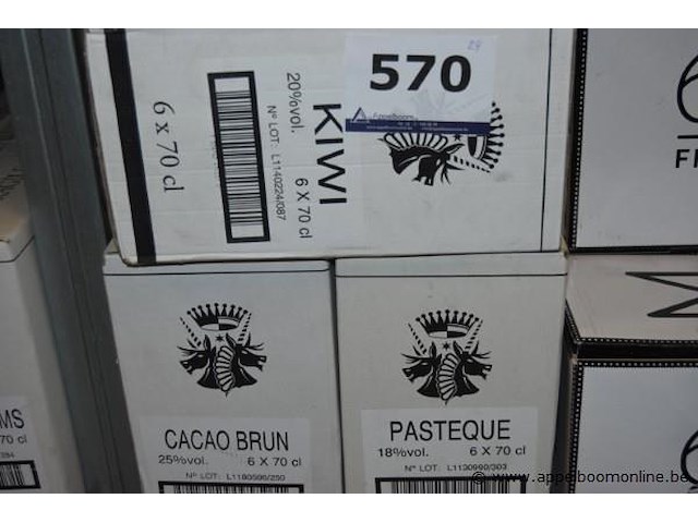 24x fles likeur, 6m, wo. 6x kiwi 20%vol, 6x cacao brun 25%vol, 6x pasteque 18%vol - afbeelding 2 van  2