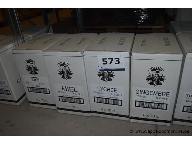 24x fles likeur, diverse smaken (sureau 18%vol., miel 18%vol., lychee 25%vol., gingembre 18%vol., 70cl - afbeelding 1 van  2