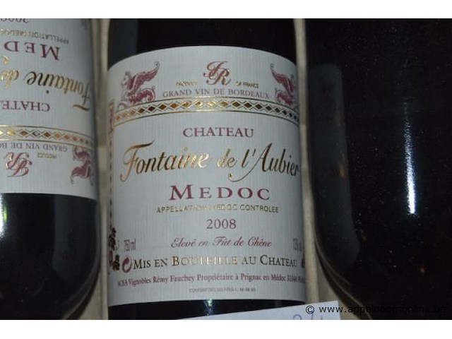 24x fles rode wijn, chateau fontaine de l'aubier, medoc, 2008, 75cl - afbeelding 2 van  3
