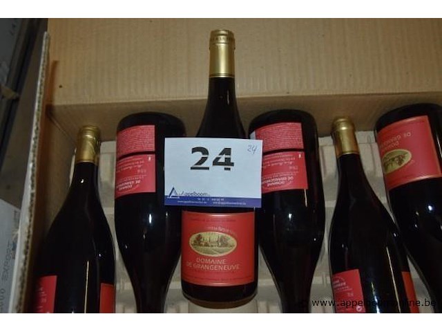24x fles rode wijn, domaine de grangeneuve, coteaux du tricastin 2001, 750ml - afbeelding 1 van  3