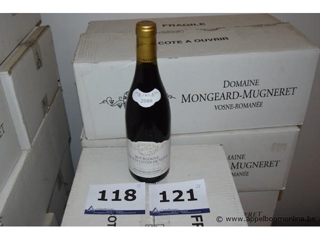 24x fles rode wijn, domaine mongeard-mugneret, bourgogne hautes côtes de nuits 2008, 750ml - afbeelding 1 van  3