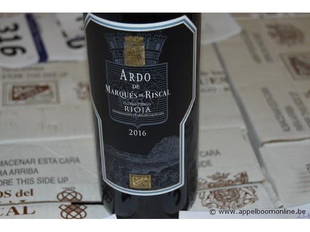 24x fles rode wijn, marqués de riscal, ardo, 2016, 75cl - afbeelding 2 van  3