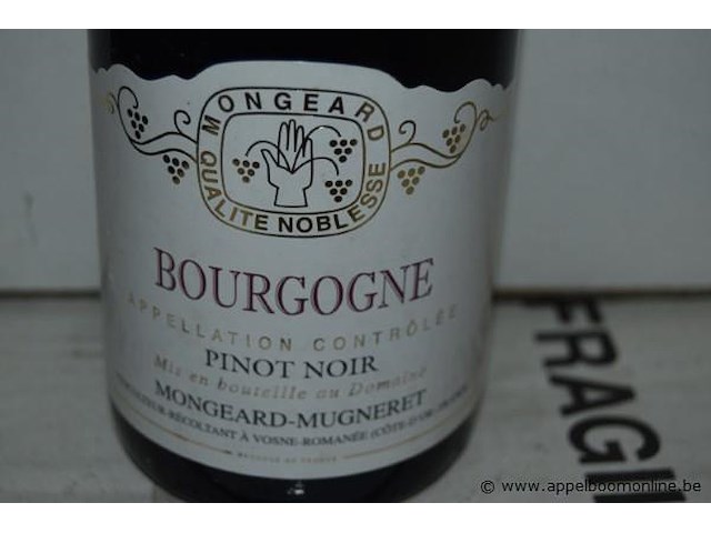 24x fles rode wijn, mongeard-mugneret, bourgogne pinot noir 2008, 750ml - afbeelding 2 van  3