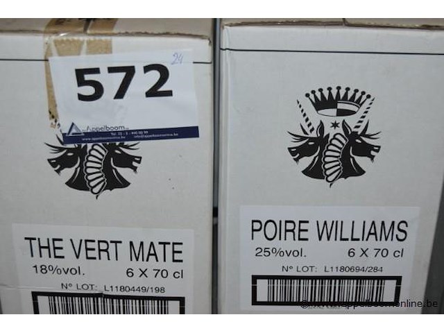 24x fles, wo. the vert mate, 18%vol. en poire williams, 25%vol., 70cl - afbeelding 2 van  2