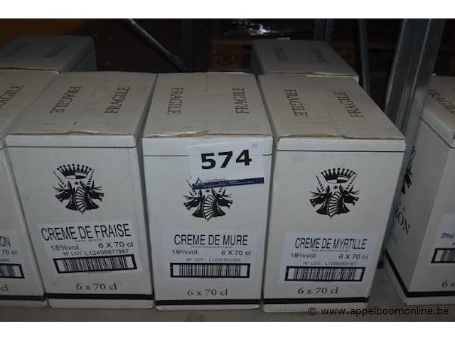 24x flessen likeur, wo. crème de fraise, crème de mure, crème de myrtille, 18%vol.,70cl - afbeelding 1 van  3