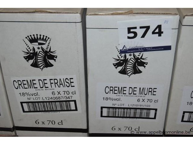 24x flessen likeur, wo. crème de fraise, crème de mure, crème de myrtille, 18%vol.,70cl - afbeelding 2 van  3