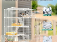24x grote dierenkooi metaal 4 niveaus metaal wit - afbeelding 1 van  4