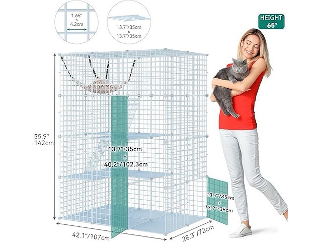 24x grote dierenkooi metaal 4 niveaus metaal wit - afbeelding 2 van  4
