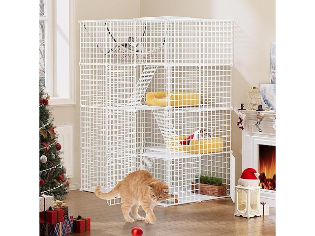 24x grote dierenkooi metaal 4 niveaus metaal wit - afbeelding 4 van  4