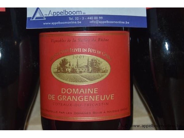 24x rode wijn, domaine de grangeneuve, coteaux-du-tricastin 2001, 750ml - afbeelding 2 van  3