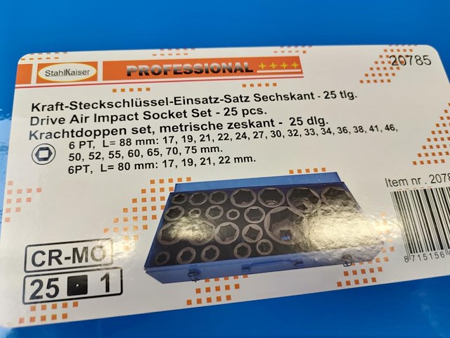 25 dlg zware krachtdoppenset 1" 17-75mm - afbeelding 2 van  3