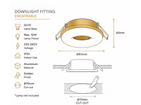 25 x downlight fitting – gu10 – goud – ø70mm – ip20 – kadife - afbeelding 4 van  5