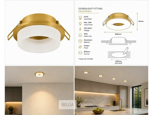 25 x downlight fitting – gu10 – goud – ø70mm – ip20 – kadife - afbeelding 6 van  6