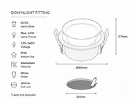 25 x downlight fitting – gu10 – wit – ø90mm – ip20 – mint-1 - afbeelding 4 van  4
