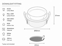 25 x downlight fitting – gu10 – wit – ø90mm – ip20 – mint-1 - afbeelding 4 van  4