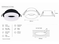 25 x downlight fitting – gu10 – zwart – ø70mm – ip20 – kadife - afbeelding 5 van  5