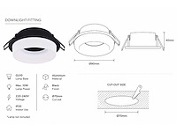 25 x downlight fitting – gu10 – zwart – ø70mm – ip20 – kadife - afbeelding 3 van  5