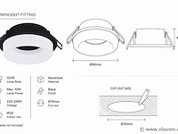 25 x downlight fitting – gu10 – zwart – ø70mm – ip20 – kadife - afbeelding 3 van  5