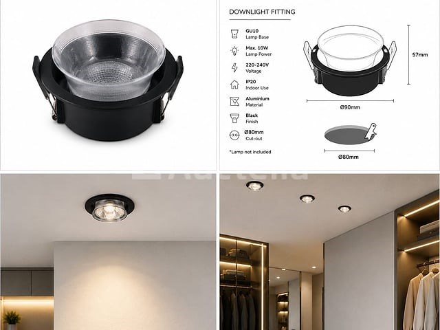 25 x downlight fitting – gu10 – zwart – ø90mm – ip20 – mint-1 - afbeelding 2 van  4