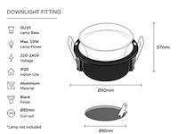 25 x downlight fitting – gu10 – zwart – ø90mm – ip20 – mint-1 - afbeelding 4 van  4
