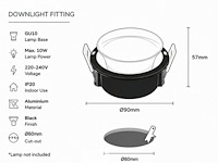 25 x downlight fitting – gu10 – zwart – ø90mm – ip20 – mint-1 - afbeelding 5 van  5