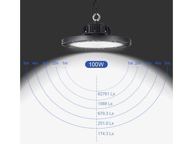 25 x highbay ufo 100w – design pro – instelbaar vermogen (60% / 80% / 100%) – 6500k koud wit - afbeelding 3 van  6
