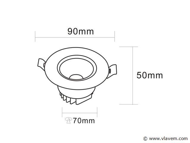 25 x inbouw led downlight – 7w – draaibaar – 6500k koud wit - afbeelding 5 van  6