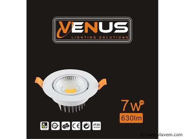 25 x inbouw led downlight – 7w – draaibaar – 6500k koud wit - afbeelding 6 van  6
