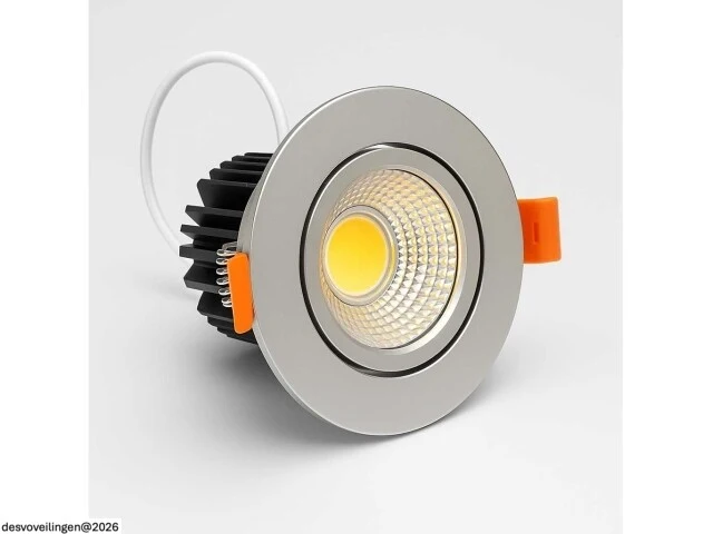 25 x led downlight – 7w – draaibaar – 3000k warm – zilver - afbeelding 2 van  6