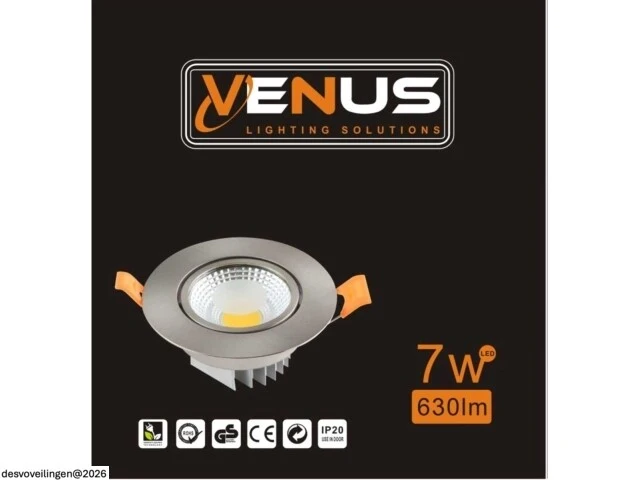 25 x led downlight – 7w – draaibaar – 3000k warm – zilver - afbeelding 5 van  6