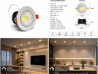 25 x led downlight – 7w – draaibaar – dimbaar – 3000k warm – zilver - afbeelding 4 van  4