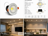 25 x led downlight – 7w – draaibaar – dimbaar – 3000k warm – zilver - afbeelding 5 van  5