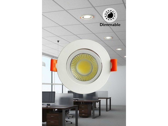 25 x led downlight – 7w – draaibaar – dimbaar – 6500k koud wit – wit - afbeelding 1 van  5