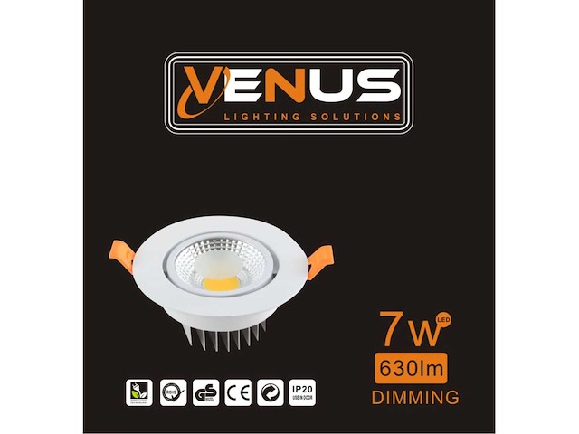 25 x led downlight – 7w – draaibaar – dimbaar – 6500k koud wit – wit - afbeelding 5 van  5