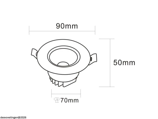 25 x led downlight – 7w – draaibaar – dimbaar – 6500k koud wit – wit - afbeelding 5 van  6