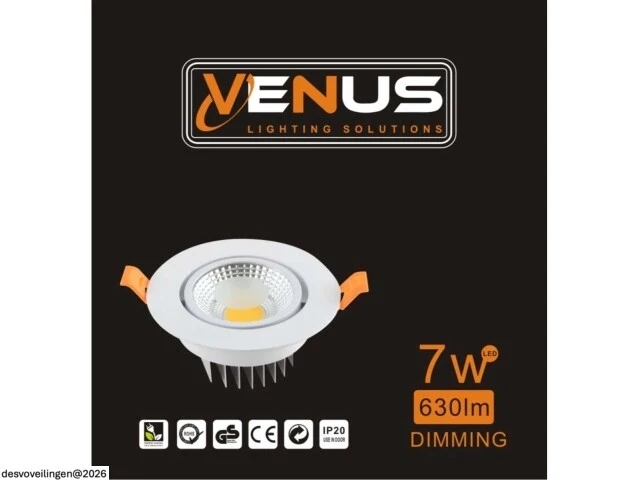 25 x led downlight – 7w – draaibaar – dimbaar – 6500k koud wit – wit - afbeelding 6 van  6