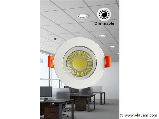 25 x led downlight – 7w – draaibaar – dimbaar – 6500k koud wit – wit - afbeelding 1 van  5