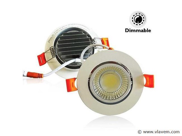 25 x led downlight – 7w – draaibaar – dimbaar – 6500k koud wit – wit - afbeelding 2 van  5