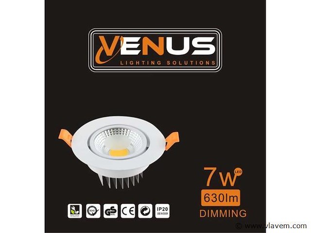 25 x led downlight – 7w – draaibaar – dimbaar – 6500k koud wit – wit - afbeelding 5 van  5