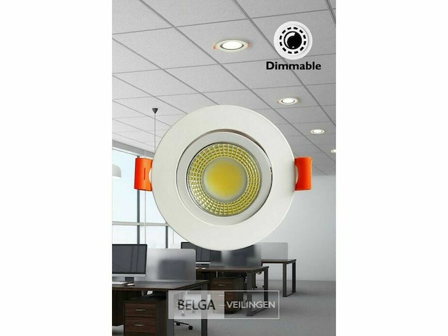 25 x led downlight – 7w – draaibaar – dimbaar – 6500k koud wit – wit - afbeelding 2 van  6