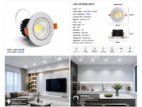 25 x led downlight – 7w – draaibaar – dimbaar – 6500k koud wit – zilver - afbeelding 3 van  4
