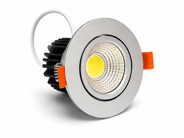 25 x led downlight – 7w – draaibaar – dimbaar – 6500k koud wit – zilver - afbeelding 2 van  4