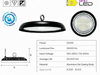 25 x led highbay ufo – 200w – 6400k koud wit – ip65 – agora-200 - afbeelding 5 van  6