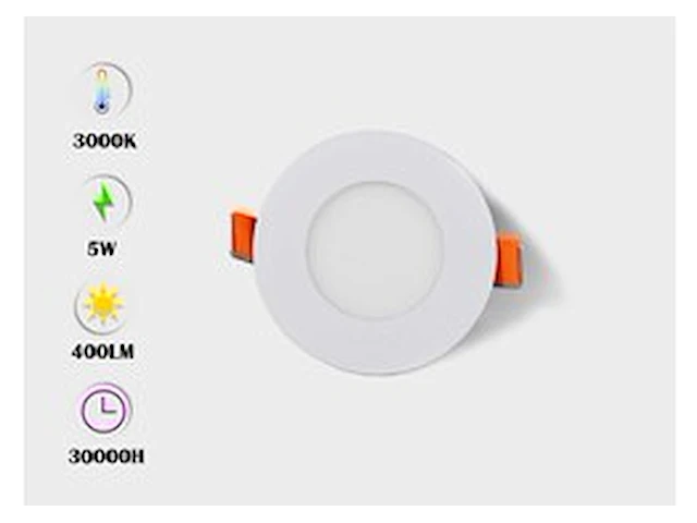 25 x led paneel – rond inbouw – 5w – 3000k warm wit – ip20 - afbeelding 1 van  5