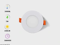 25 x led paneel – rond inbouw – 5w – 3000k warm wit – ip20 - afbeelding 2 van  5