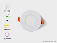 25 x led paneel – rond inbouw – 5w – 3000k warm wit – ip20 - afbeelding 1 van  4