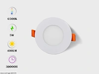 25 x led paneel – rond inbouw – 5w – 6500k koud wit – ip20 - afbeelding 2 van  5