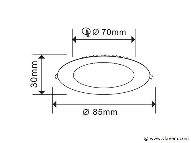 25 x led paneel – rond inbouw – 5w – 6500k koud wit – ip20 - afbeelding 3 van  4