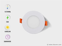 25 x led paneel – rond inbouw – 5w – 6500k koud wit – ip20 - afbeelding 1 van  4