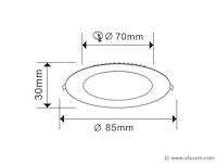 25 x led paneel – rond inbouw – 5w – 6500k koud wit – ip20 - afbeelding 3 van  4